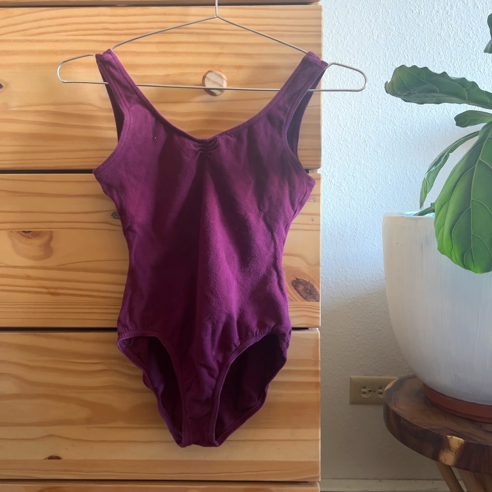 Block tank, pinch front leotard - small, burgundy